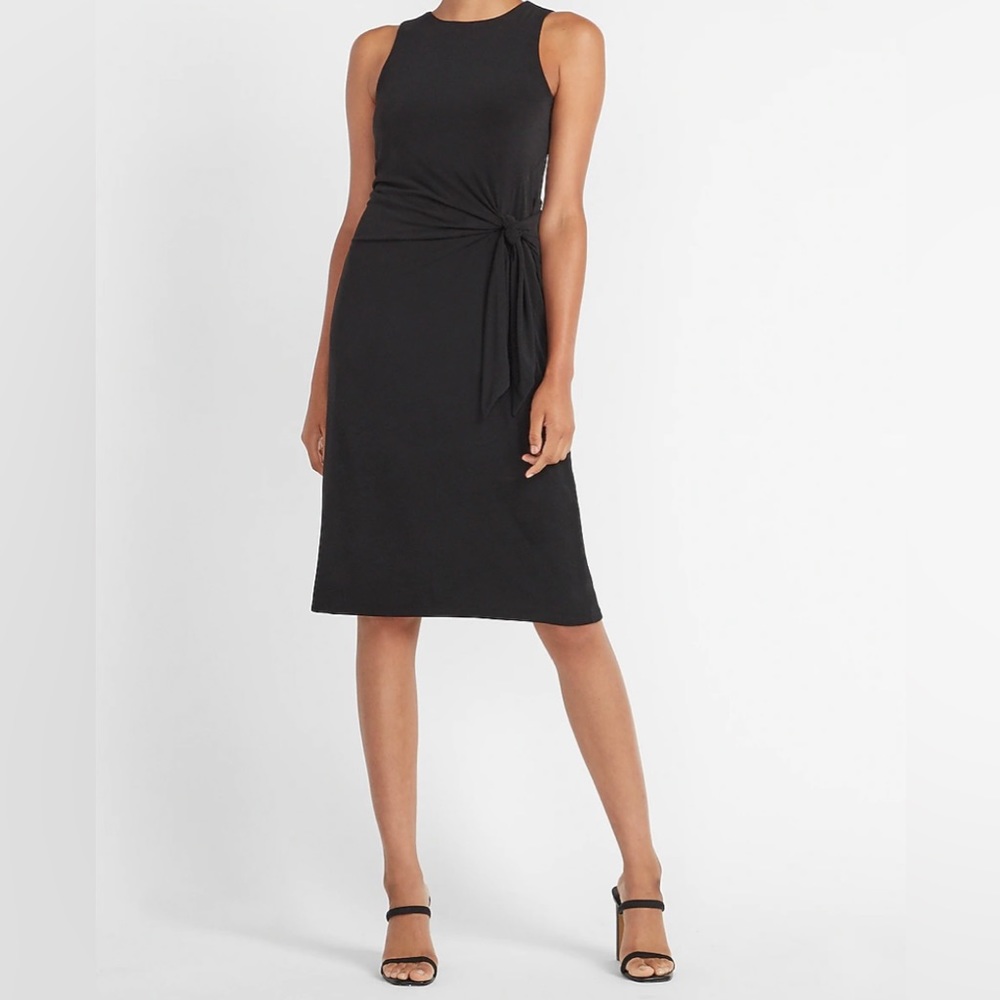 Express Sleeveless Side Tie Midi Sheath Dress